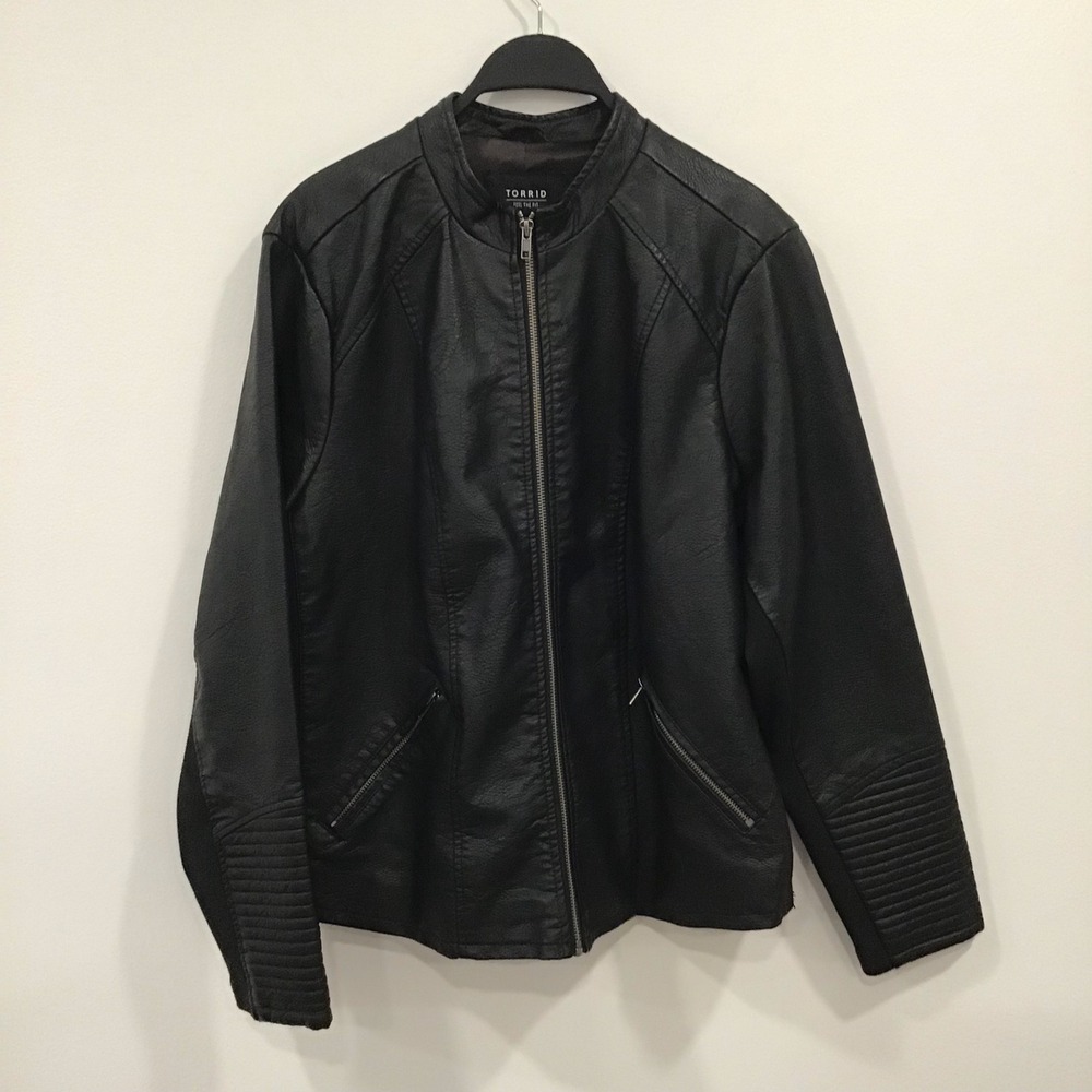 Torrid Faux Leather Moto Jacket Women Plus Size 2X Black Good Quilted Biker - Picture 6 of 16